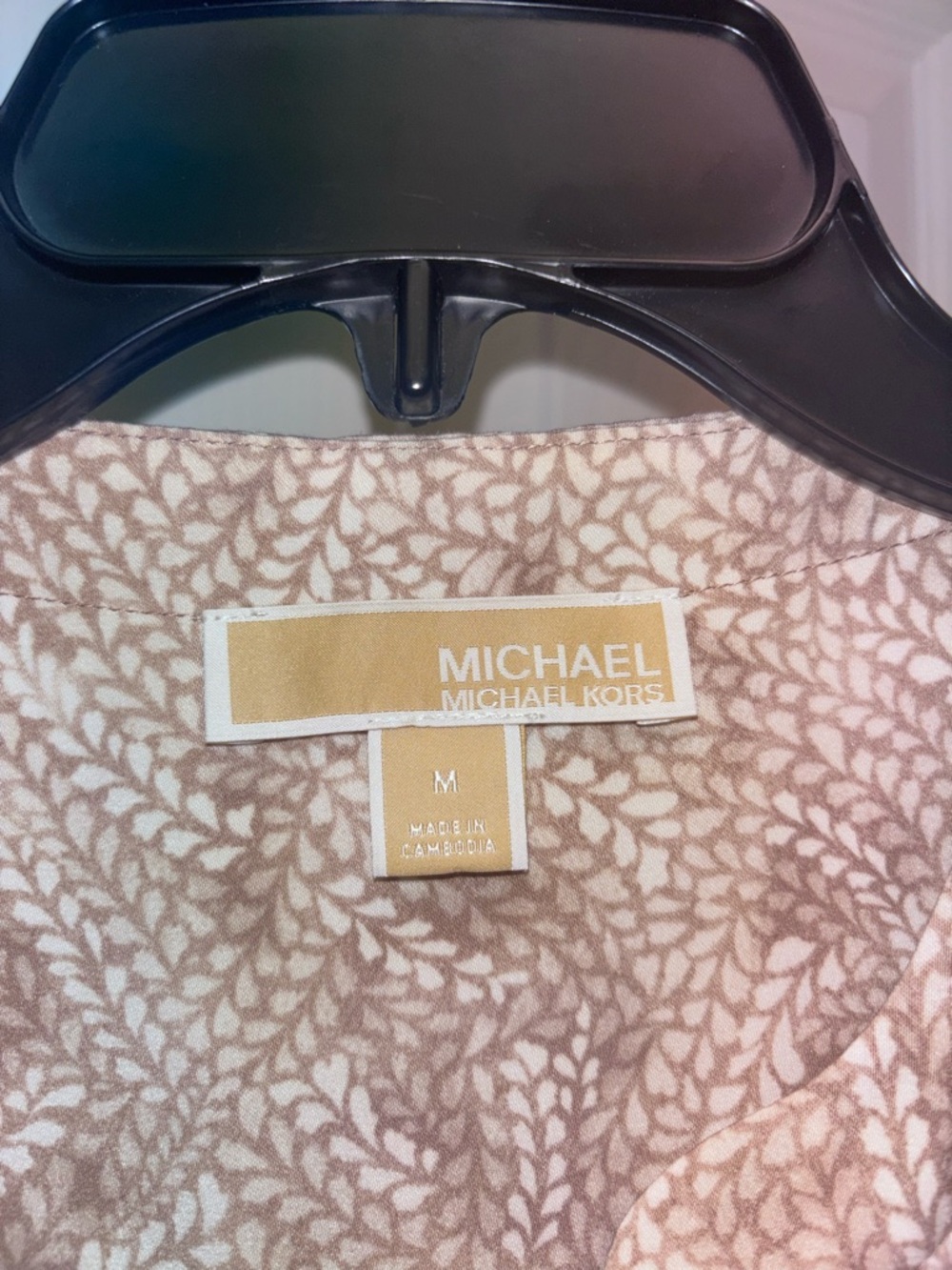 Michael Kors Beige Floral Print Tie Sleeve Blouse Size M - Picture 4 of 8